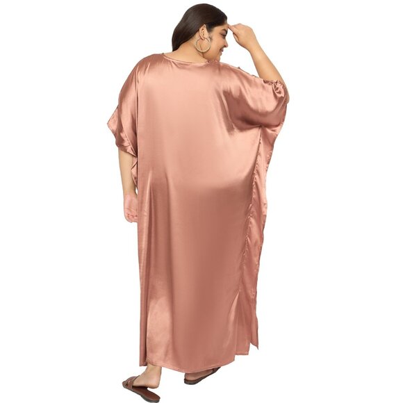 Gypsie Blu Women Plus Size Satin Kaftan Dress Comfortable Loose Maxi Dresses - Picture 6 of 6
